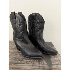 Forever 21 Black Western Ankle Boots Women’s 6.5 Cowboy Booties Pointed Toe